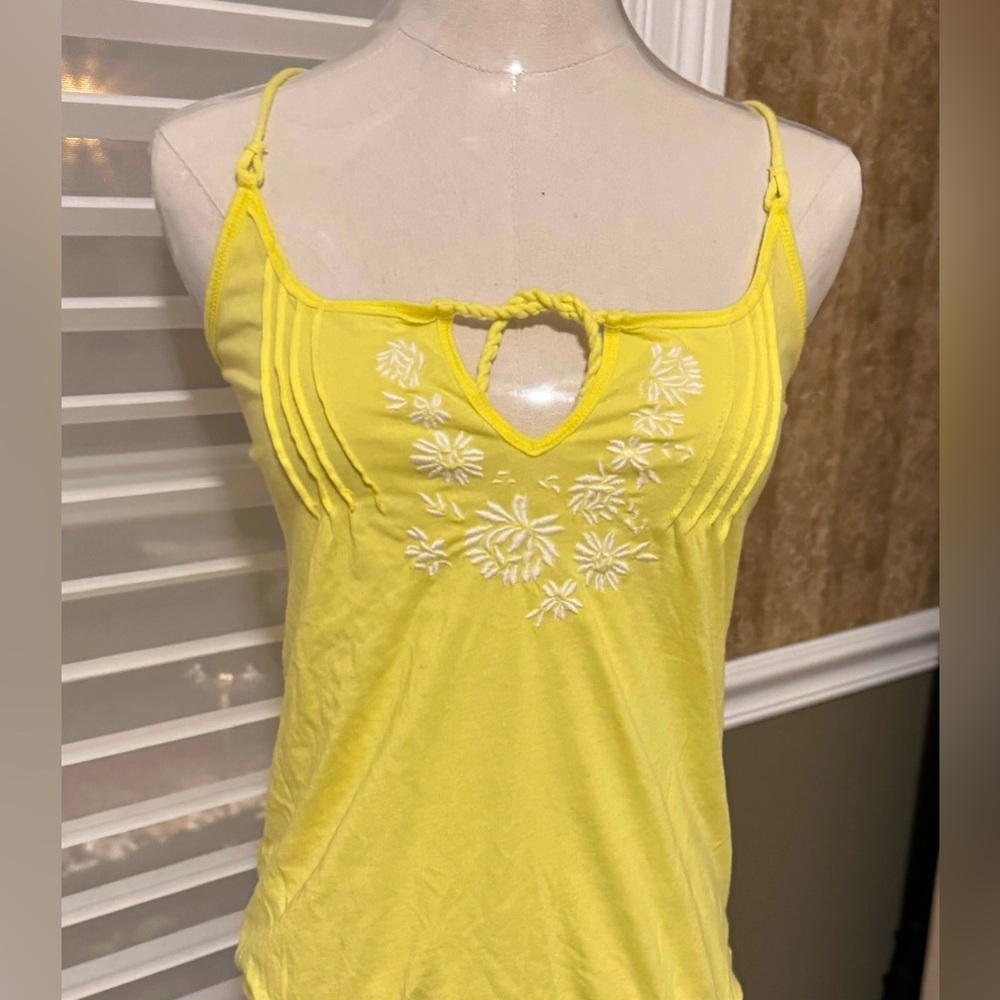 NWOT Abercrombie Y2K Yellow Embroidered Tank